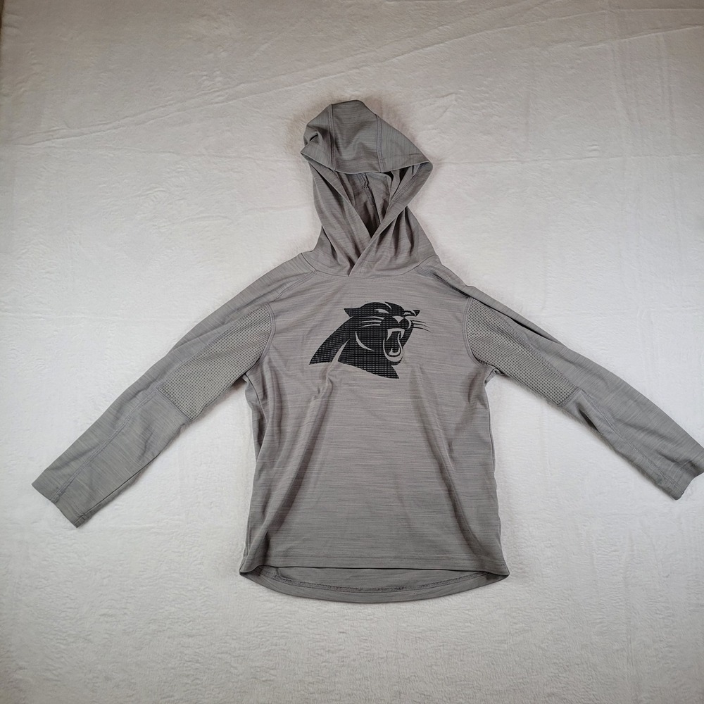NFL Carolina Panthers Kids Gray Performance Hoodie Long Sleeve Shirt Size 6/7